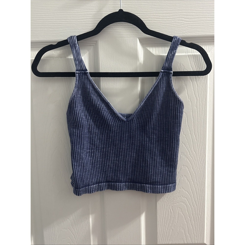 Free People Intimately Washed Seamless Crop Top Blue XS/S